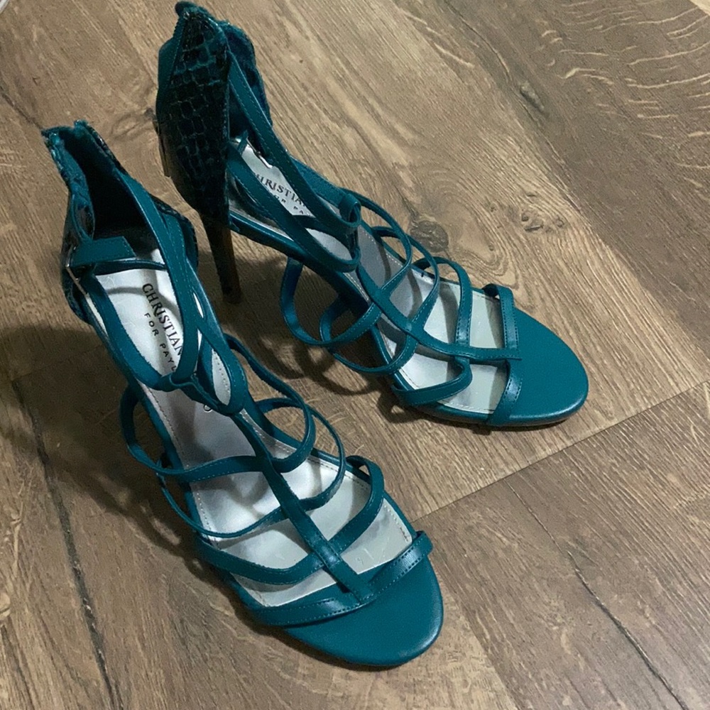 Christian Siriano Blue Snakeskin Heels